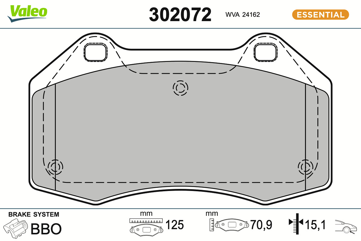 Jeu de 4 plaquettes de frein VALEO ref. 302072